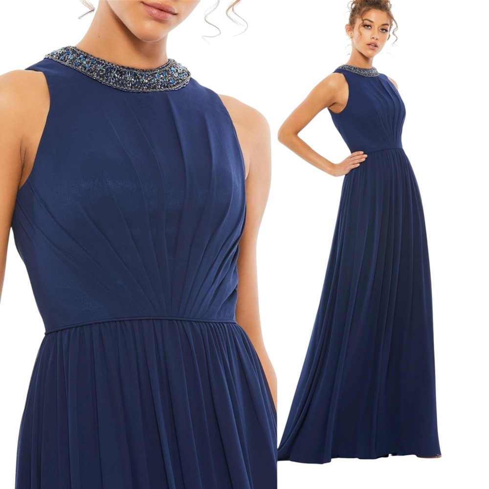 Ieena for Mac Duggal Embellished Jewel-Neck Sleeveless A-Line Gown Size 6